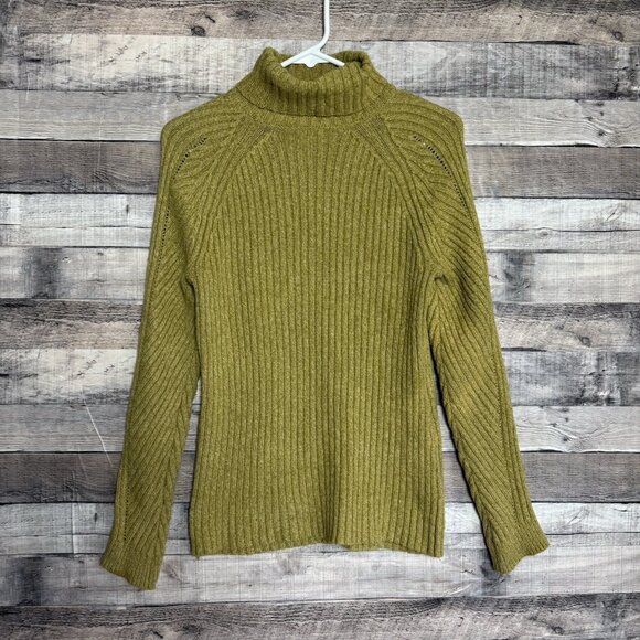 Sundance Toasty Dimensions Turtleneck Sweater Sz S Green Cozy Cotton Silk Blend - Picture 2 of 9